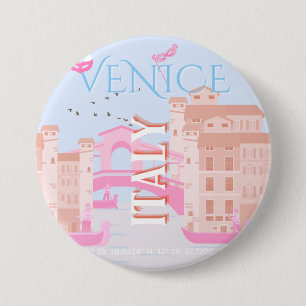 Venice Travel Art, Italy, Travel Art 3 Inch Round Button
