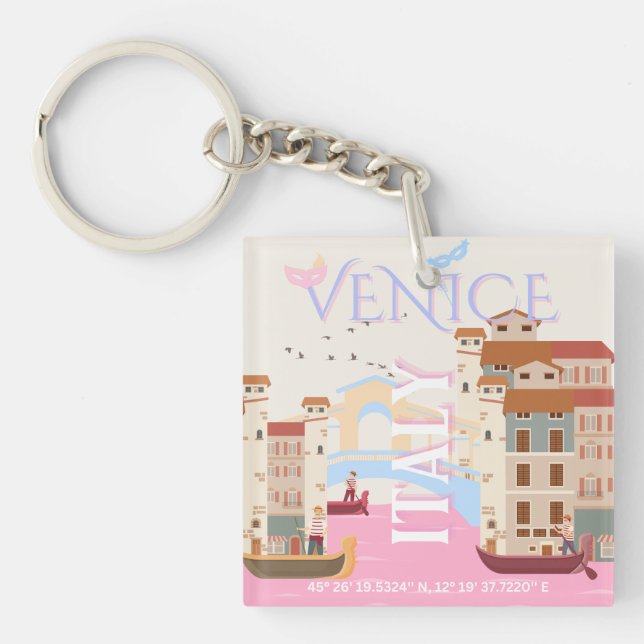 Venice Travel Art, Italy, Travel Art Keychain (Front)