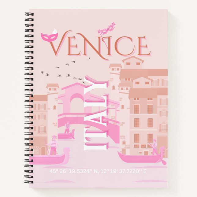 Venice Travel Art, Italy, Travel Art, Pastel Notebook (Front)