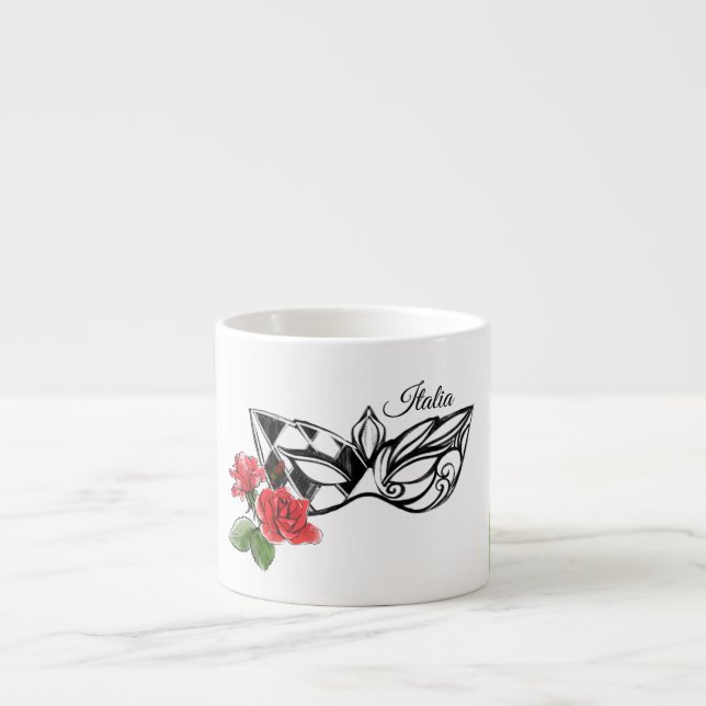 *~* Venice Venetian Mask and Rose Italy Italia Espresso Cup (Front)