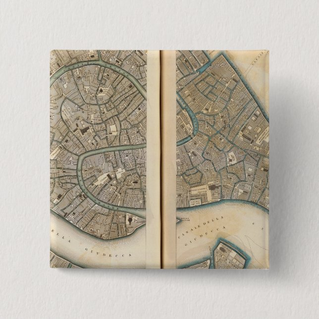 Venice Venezia Venedig 2 Inch Square Button (Front)