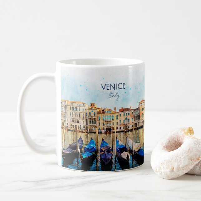 VENICE VENEZIA watercolor - Italy Travel souvenir Coffee Mug (With Donut)
