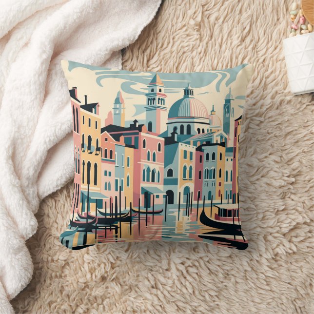 Venice View Throw Pillow (Blanket)