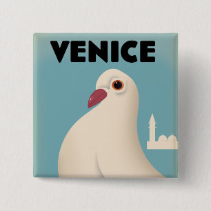 Venice Vintage style travel poster Mouse Pad Bever 2 Inch Square Button