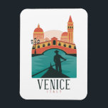Venice Vintage Travel Magnet<br><div class="desc">Beautiful magnet and souvenir of the italian city of Venice. It shows the famous buildings the canal and a gondola. Great gift idea for your family and loved ones.</div>