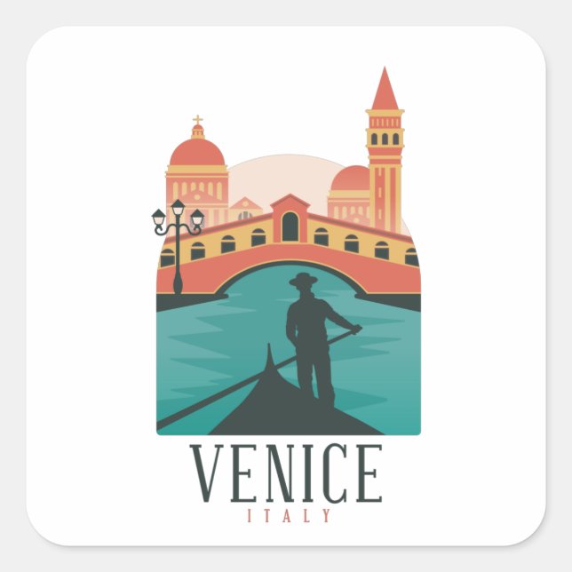 Venice Vintage Travel   Square Sticker (Front)