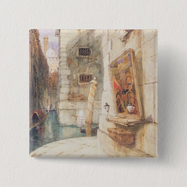 Venice (w/c) 2 inch square button (Front)