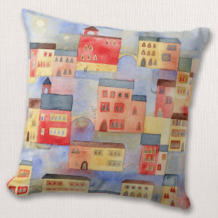 Venice Watercolor Throw Pillow