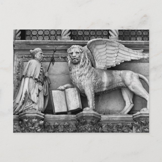 VENICE WINGED LION B/W POSTCARD (Front)