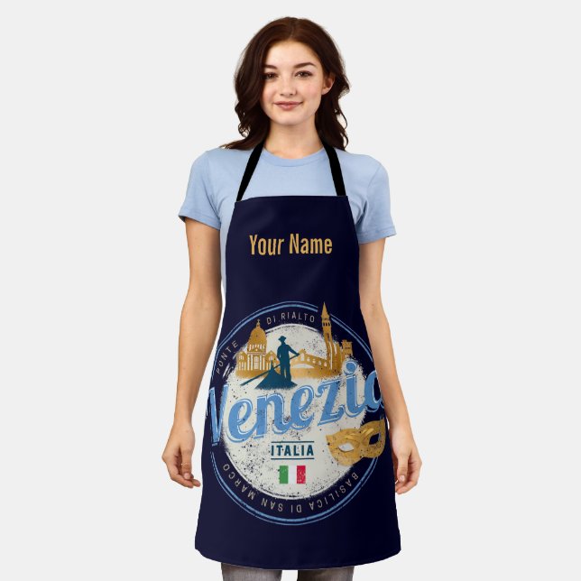 Venice with gondolier Italy carnival vintage Apron (Worn)