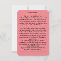 Venir à Jésus Carte de prière de salut Peach