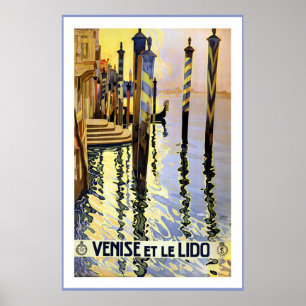 "Venise et affiche de Vintage voyage de le Lido"