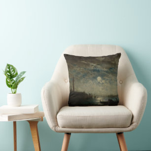 Venise et le Campanile au Clair de Lune Throw Pillow