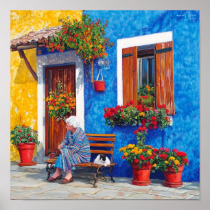 Venise Inspiré - Coloré Poster du Village Imprimer