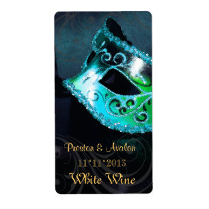 Venise Masquerade Turquoise Mariage de vin Étiquet