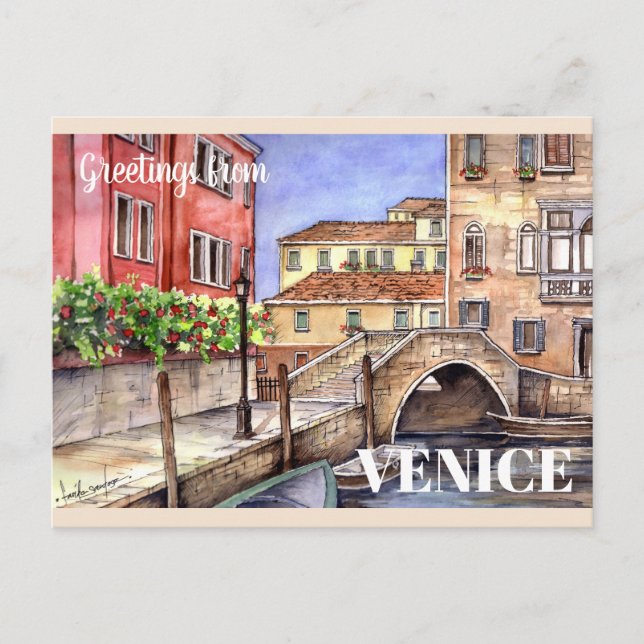 Venise - Stylo & Laver Carte postale Aquarelle (Devant)