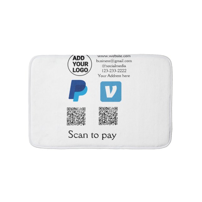 Venmo paypal scan to pay add q r code logo text na bath mat (Front)