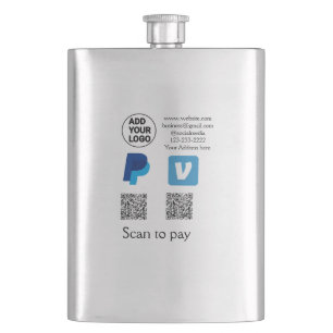Venmo paypal scan to pay add q r code logo text na hip flask
