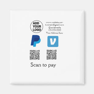 Venmo paypal scan to pay add q r code logo text na magnet
