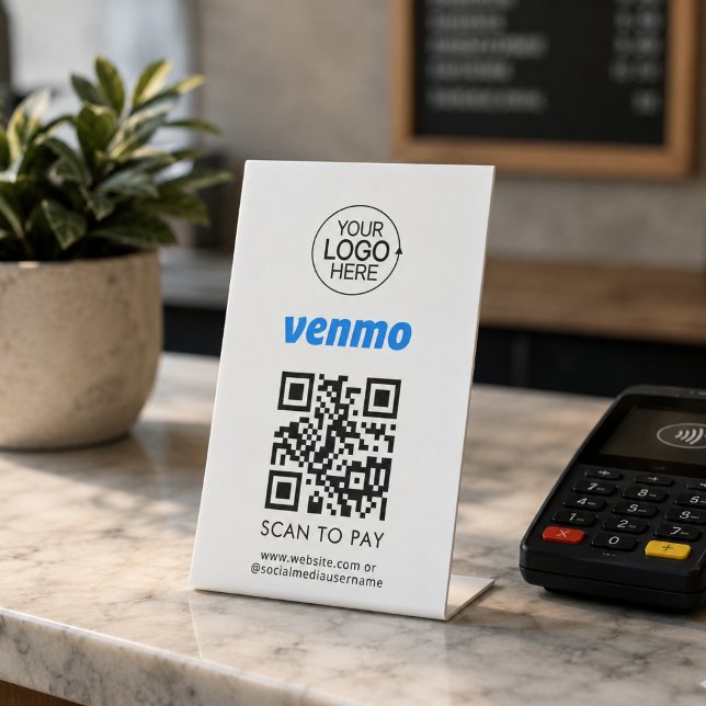 Venmo QR Code Contactless Payment Add Logo  Pedestal Sign (Venmo QR Code Contactless Payment Add Logo Pedestal Sign)