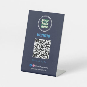 Venmo QR Code Payment Scan to Pay Business Logo Pedestal Sign