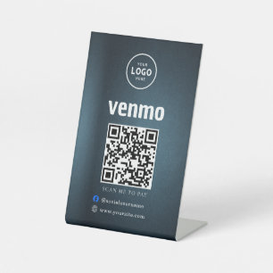 Venmo QR Code Payment Scan to Pay Business Logo Pedestal Sign