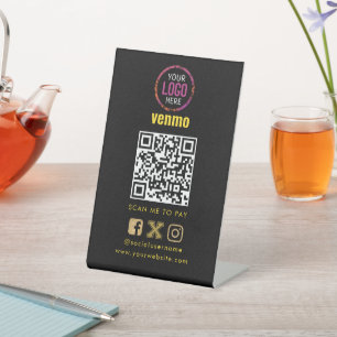Venmo QR Code Payment Scan to Pay Business Logo Pedestal Sign