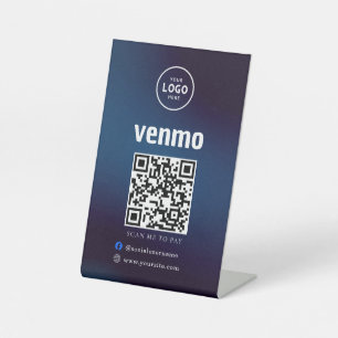 Venmo QR Code Payment Scan to Pay Business Logo Pedestal Sign