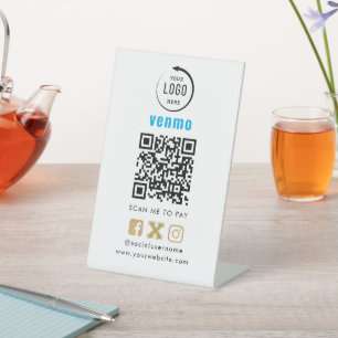 Venmo QR Code Payment   Scan to Pay Business Logo  Pedestal Sign