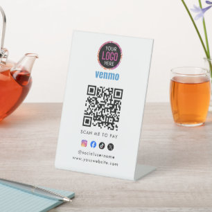 Venmo QR Code Payment Scan to Pay Business Logo Pedestal Sign