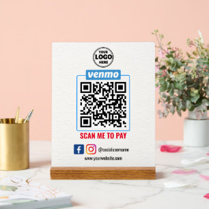 Venmo QR Code Payment   Wight Scan to Pay Business Acrylic Sign