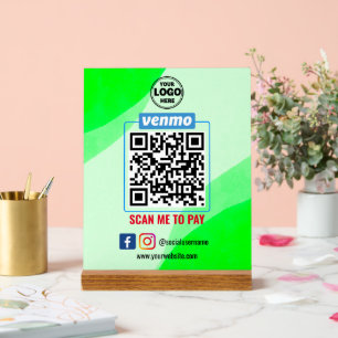 Venmo QR Code Payment   Wight Scan to Pay Business Acrylic Sign