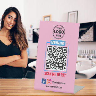 Venmo QR Code Payment Wight Scan to Pay Business Pedestal Sign