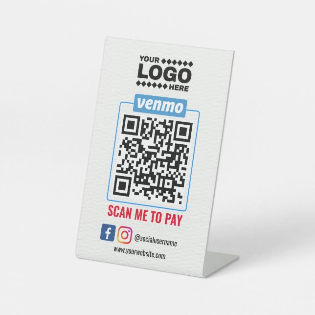 Venmo QR Code Payment | Wight Scan to Pay Business Pedestal Sign (Front)