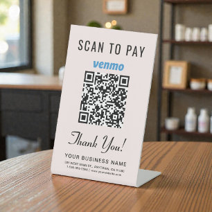 Venmo QR Code Pink Scan to Pay Pedestal Sign