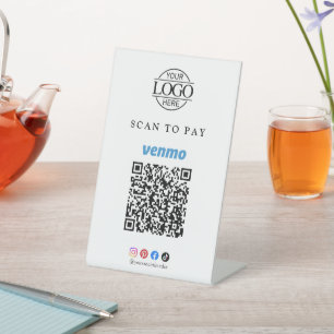 Venmo Qr Code Scan To Pay Business Logo Tabletop Pedestal Sign