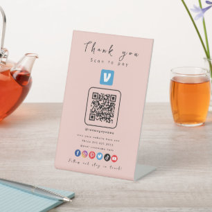 Venmo QR Code Thank You Scan To Pay Modern Pink Pedestal Sign