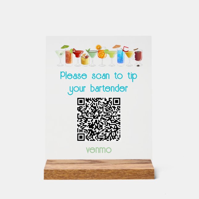 Venmo QR Code Tip Sign | (Front)