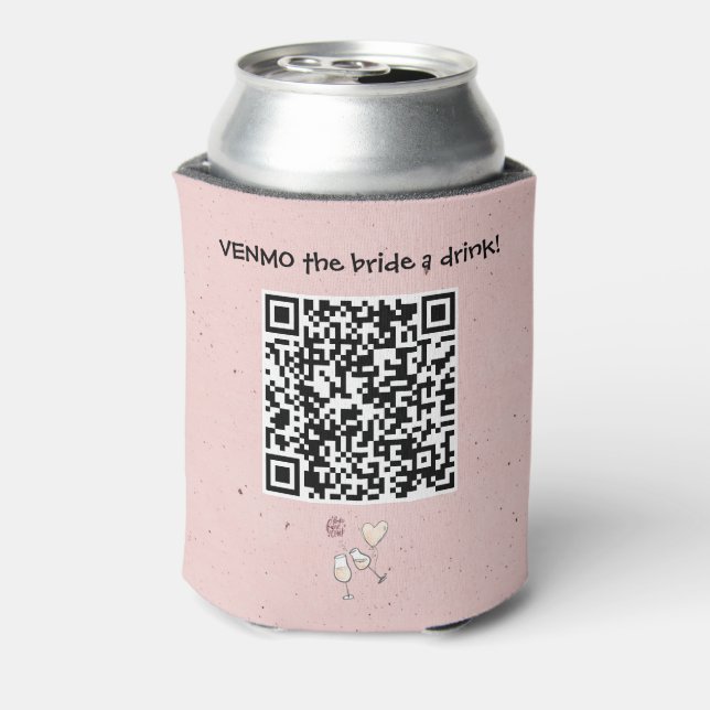 Venmo the Bride A Drink Custom QR Code   Can Cooler (Can Back)
