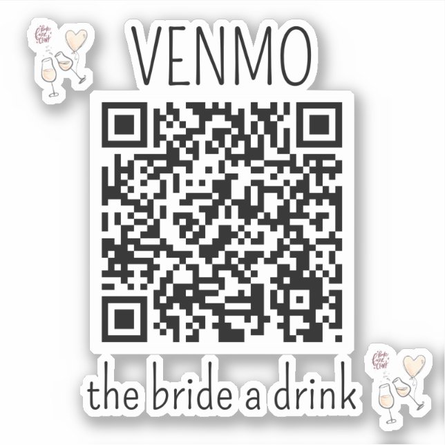 VENMO the Bride a Drink QR Code Bachelorette Party (Front)