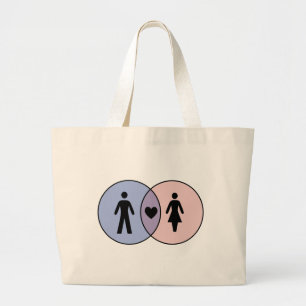 Venn Diagram Boy + Girl Large Tote Bag