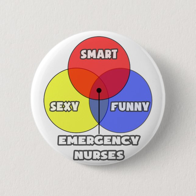 Venn Diagram .. Emergency Nurses 2 Inch Round Button (Front)