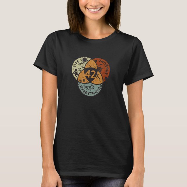 Venn Diagram Life The Universe And Everything - 42 T-Shirt (Front)