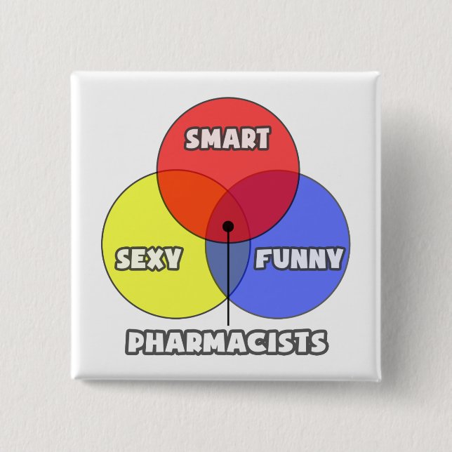 Venn Diagram .. Pharmacists 2 Inch Square Button (Front)