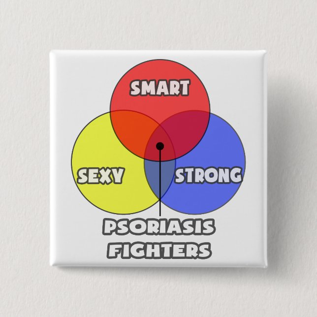 Venn Diagram .. Psoriasis Fighters 2 Inch Square Button (Front)