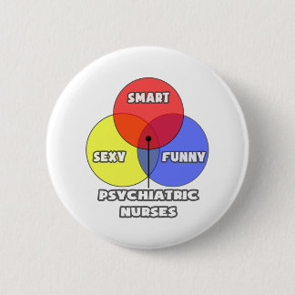Venn Diagram .. Psychiatric Nurses 2 Inch Round Button