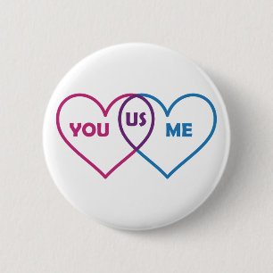 Venn Diagram Valentine - You Me Us 2 Inch Round Button
