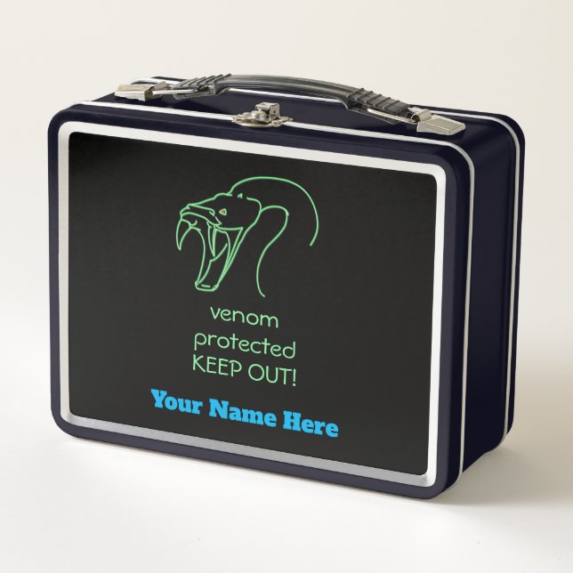 Venom Protected KEEP OUT - Snake Head and Fangs Metal Lunch Box (Front)
