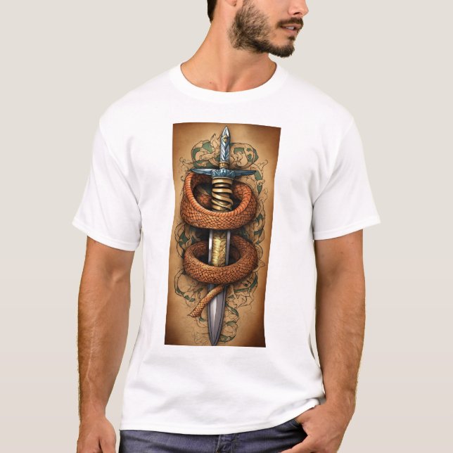 Venom & Steel Snake and Dagger Watercolor T-Shirt (Front)