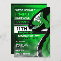 Venomous Dragon Birthday invitations